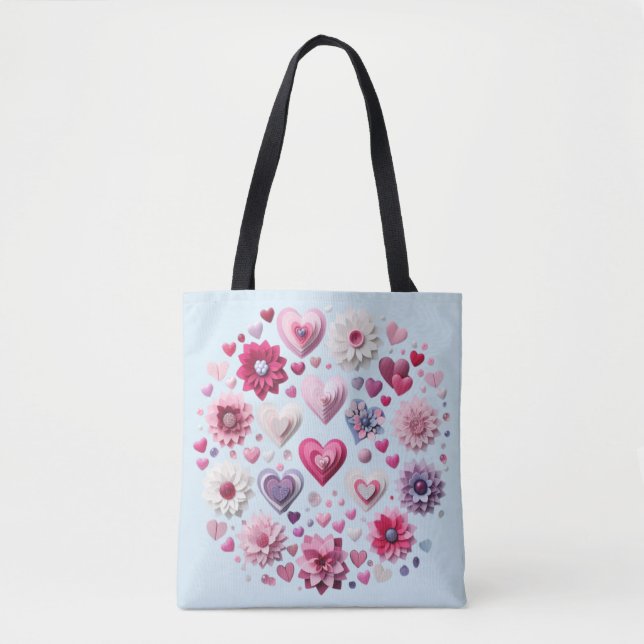 Tote Bag Coeur de la Saint Valentin florale (Devant)