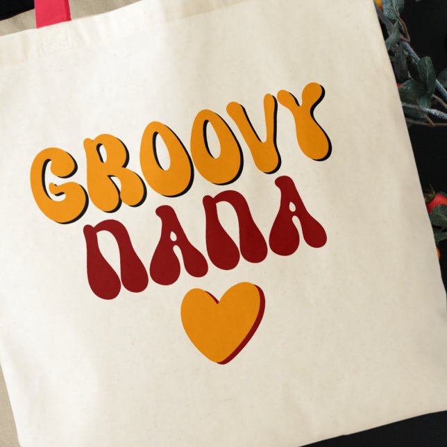 Tote Bag Coeur de typographie Super rétro Nana (closer view)