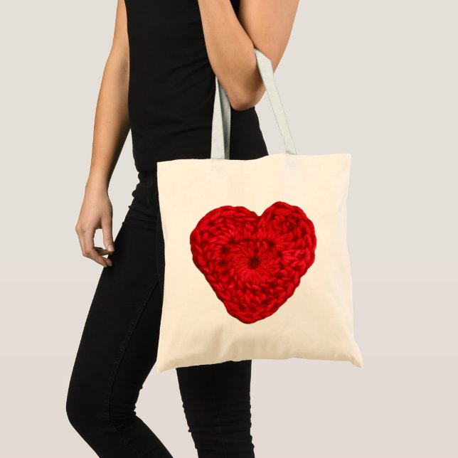 Tote Bag Coeur en Fil Crochet ・ Artisanat artisanal (Devant (produit))