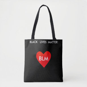 Tote Bag Coeur et vie noire Matière Texte sur Noir