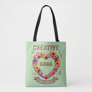 Tote Bag Cœur floral personnalisé Maman pour toujours – Mo 