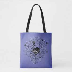 Tote Bag Coeur Gothique Avec Bande-Souris Noir Et Violet