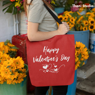 Tote Bag Coeur Heureuse Sainte-Valentin Typographie moderne