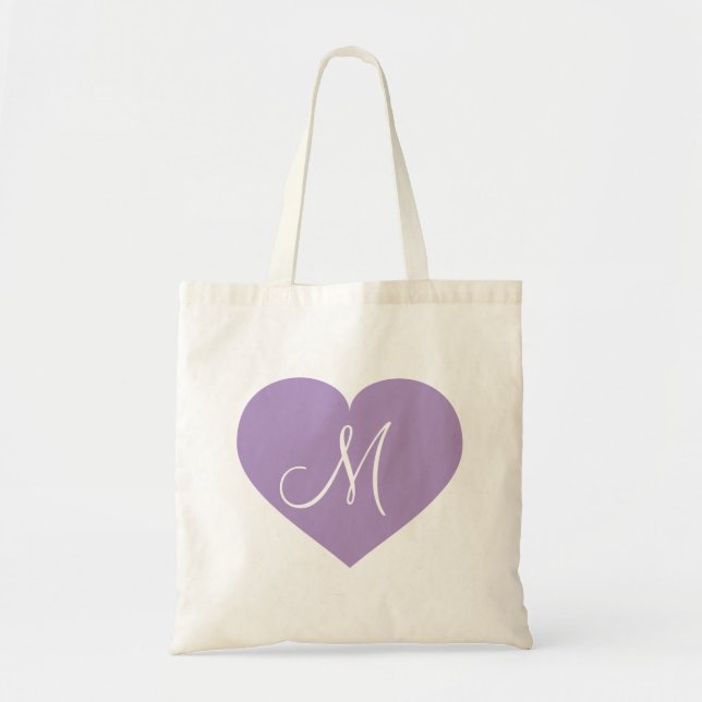Tote Bag Coeur Lavande Monogramme (Devant)