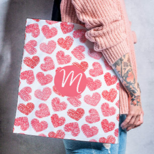 Tote Bag Coeur mignon rouge griffé Saint Valentin Monogramm
