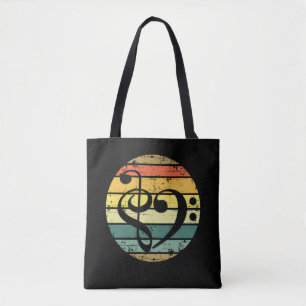 Tote Bag Cœur Musical Audacieux Sur Bandes de Couleurs de C