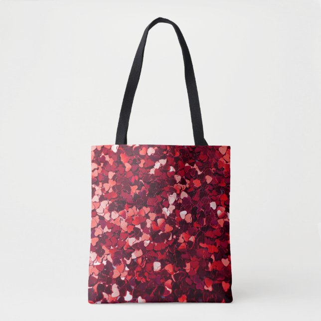 Tote Bag Coeur Parties scintillant rouge : Texture minimali (Devant)