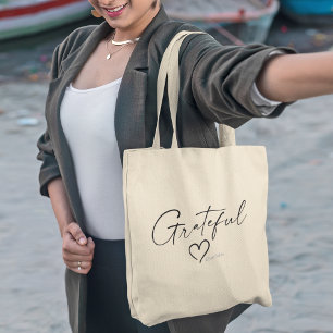 Tote Bag Coeur reconnaissant   Votre nom Script minimal d'e