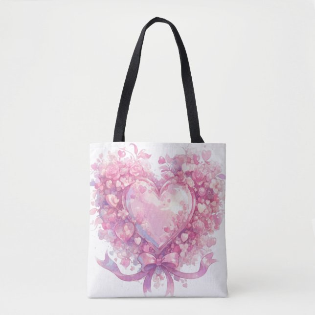 Tote Bag Coeur rose d'amour (Devant)