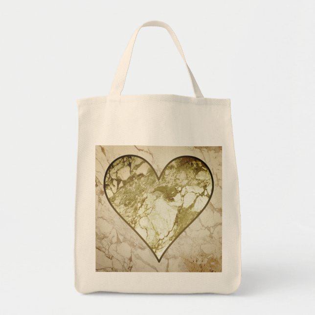 Tote Bag Coeur rustique marbré (Devant)