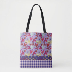 Tote Bag Coeurs aquarelles peints   Valentine Collage