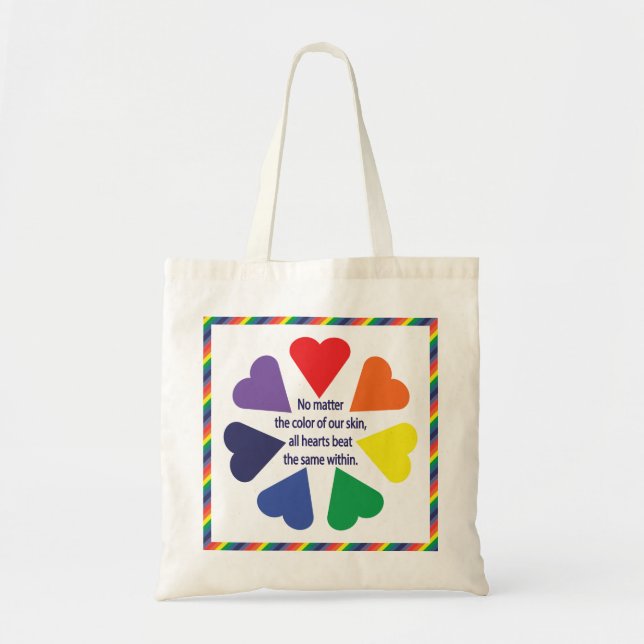Tote Bag Coeurs arc-en-ciel (Devant)
