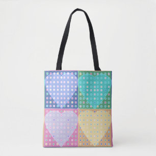Tote Bag Coeurs arc-en-ciel courtepointe carré