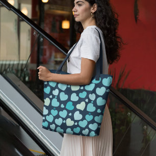 Tote Bag Coeurs bleus