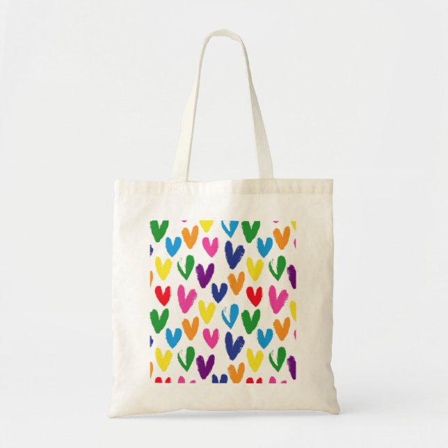 Tote Bag Coeurs colorés (Devant)