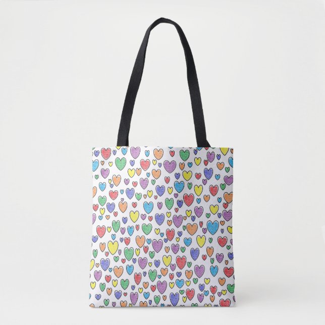 Tote Bag Coeurs colorés (Devant)