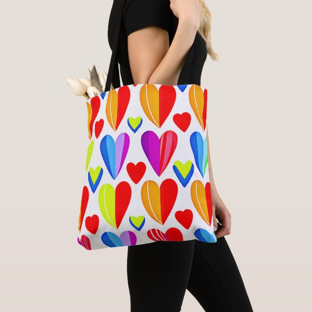 Tote Bag Coeurs colorés Bliss : Motif (De près)