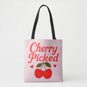 Tote Bag Cœurs de cerises cueillis Cottagecore romantique r