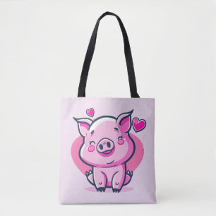 Tote Bag Coeurs de cochon rose joyeux Valentine Inspiré