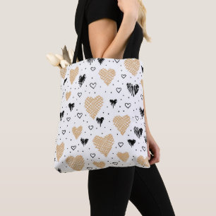 Tote Bag Coeurs de Doodle dessinés à la main