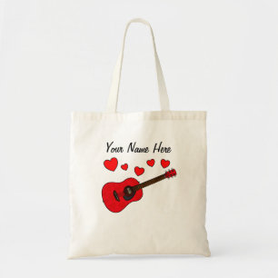 Tote Bag Coeurs de guitare acoustique Musicien guitariste P