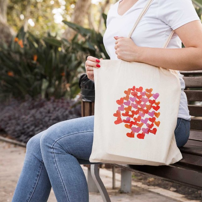 Tote Bag Coeurs de la Saint Valentin - rose et orange (Créateur téléchargé)