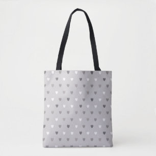 Tote Bag Coeurs de polka minuscules dans les tons gris