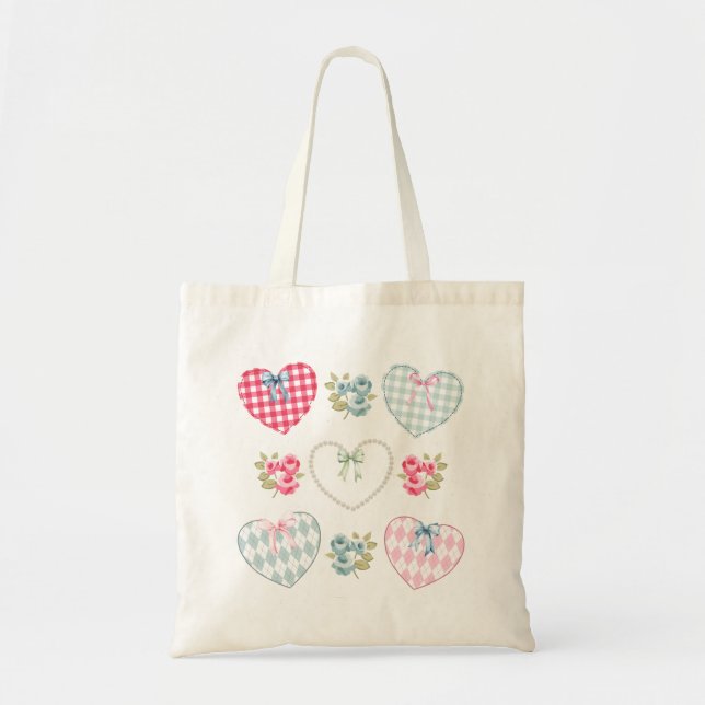 Tote Bag Coeurs et fleurs ! (Devant)