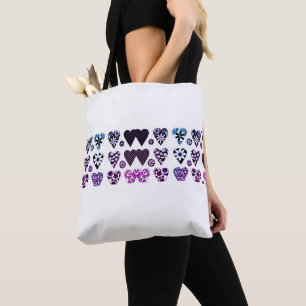 Tote Bag Coeurs et fleurs Pop couleur moderne