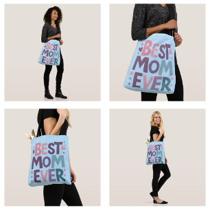 Tote Bag Cœurs mignons et fleurs Meilleure Maman de tous le