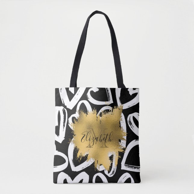 Tote Bag Coeurs Motif et Golden Foil (Devant)