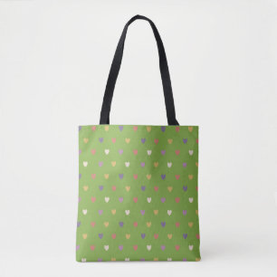 Tote Bag Coeurs Polka sur vert vert