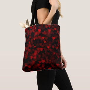 Tote Bag Cœurs Rouges Vision Floue Noir Sombre Amour Romant
