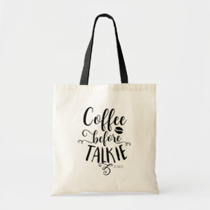Tote Bag COFFEE AVANT TALKIE Typographie Moderne Personnali