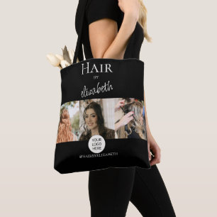 Tote Bag Coiffeur de salon de coiffure Script 3 Photos Logo
