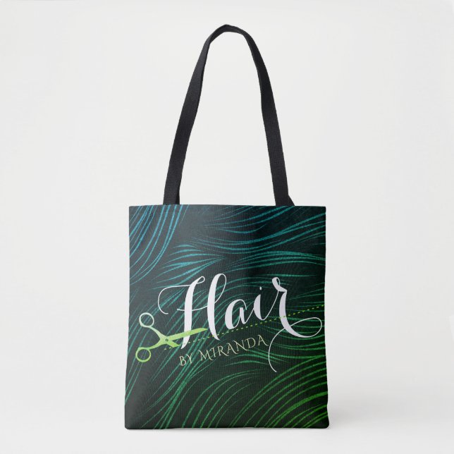 Tote Bag Coiffeuse Coiffeuse Beauté Green Ciseaux Or (Devant)