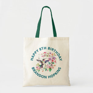 Tote Bag Colibri de couleur mignonne et couronne de fleurs