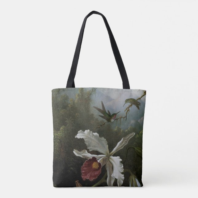 Tote Bag Colibris et orchidée blanche par Martin J. Heade (Dos)