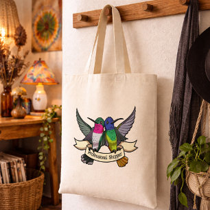 Tote Bag Colibris mignons Ajoutez votre propre texte Ruban 