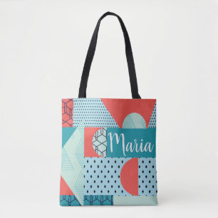 Tote Bag Collage Abstrait Coloré 90s Orange Turquoises