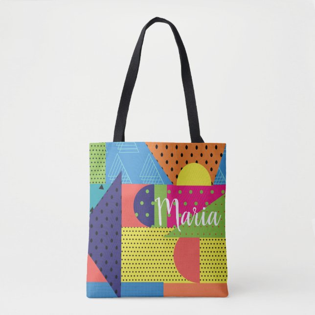 Tote Bag Collage Abstrait Colorful 90s (Devant)