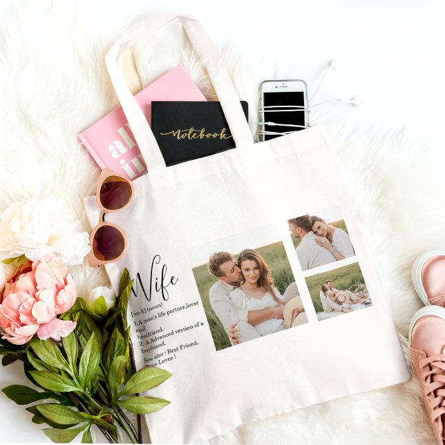 Tote Bag Collage Couple Photo & Lovely Romantic Wife Cadeau (Créateur téléchargé)