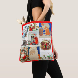 Tote Bag Collage de Noël du Père Noël vintage