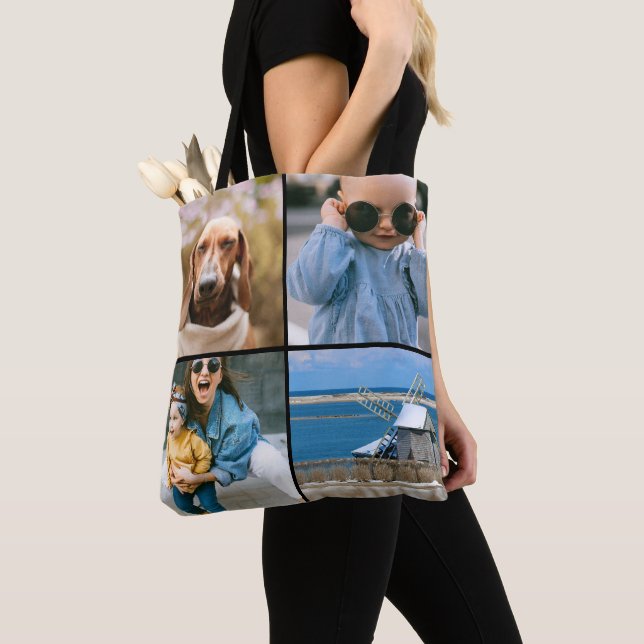 Tote Bag Collage de photos, avant et arrière favoris (De près)