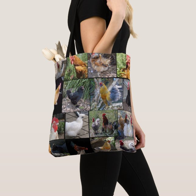 Tote Bag Collage de photos de coq de poulet, (De près)
