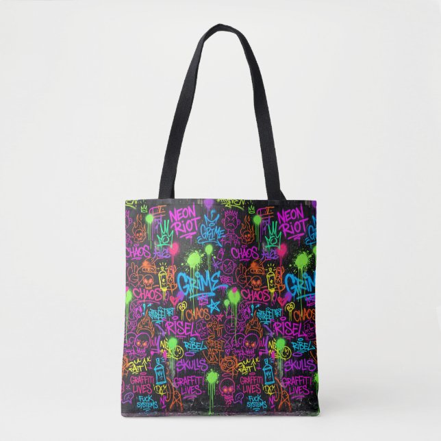 Tote Bag Collage de street art au néon Graffiti (Devant)