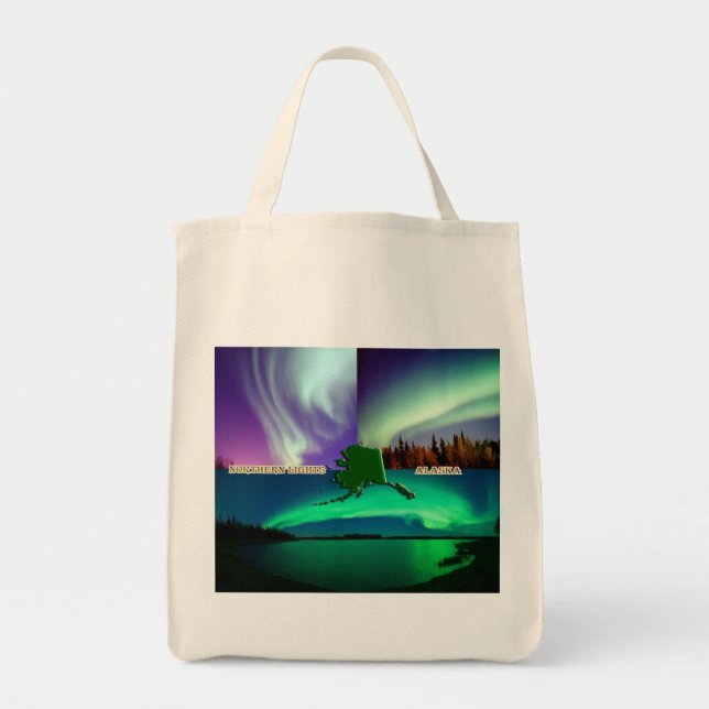 Tote Bag Collage des aurores boréales de l'Alaska (Devant)