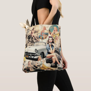 Tote Bag Collage Des Filles Rétro Des Années 1950