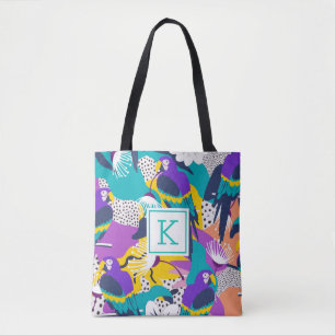 Tote Bag Collage des fleurs et oiseaux tropicaux