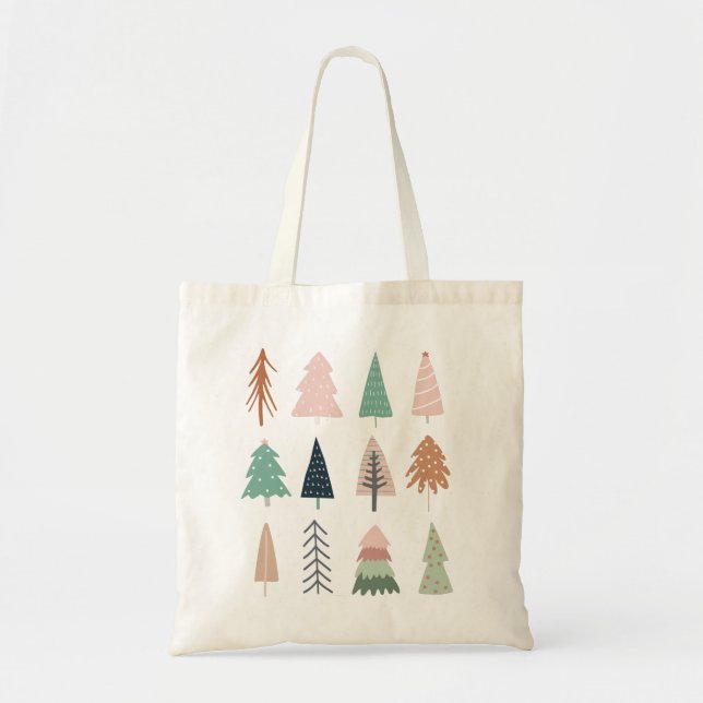 Tote Bag Collage Fille Arbres de Noël (Devant)